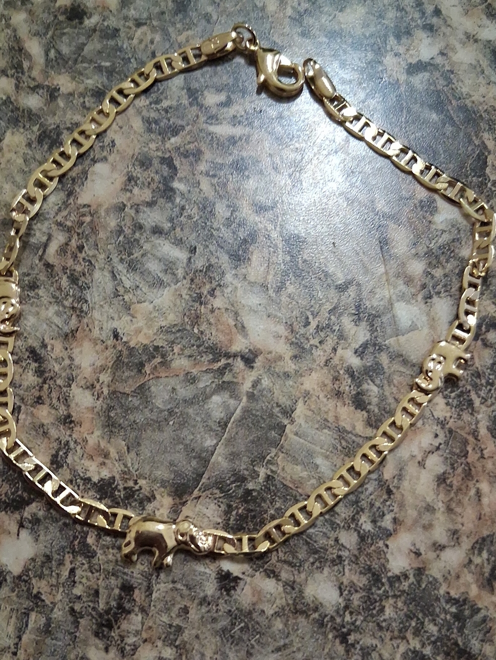 18kfld Gold-Tone Elephant Link Anklet - Women Jewelry. Tarnish Free